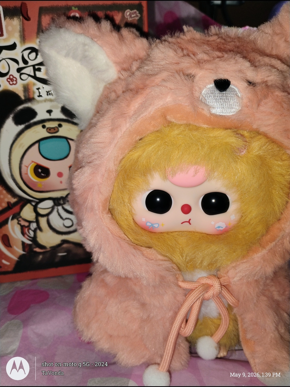 Plush Hooded Animal Doll - Pink Furry Costume